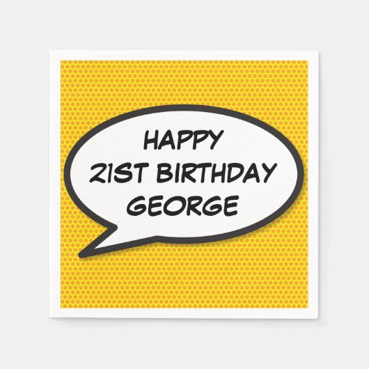VERJAARDAG Speech Bubble Pret Comic Book Servet (Voorkant)