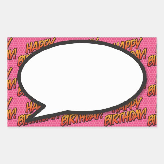Verjaardag Speech Bubble Pret Retro Stripboek Rechthoekige Sticker (Voorkant)