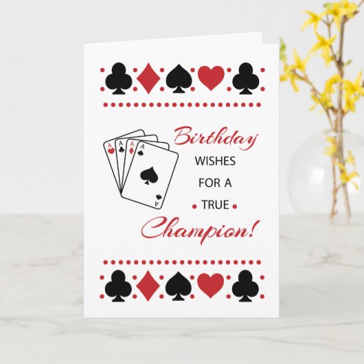 Verjaardag spelen Kaart Champion (Gele Bloem)