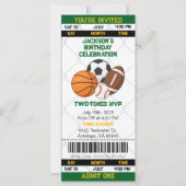 Verjaardag Sport Thema Ticket Stub Uitnodiging (Voorkant)