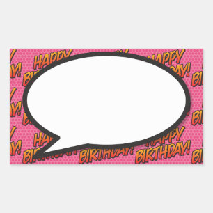Verjaardag spraakballon leuk retro stripboek rechthoekige sticker
