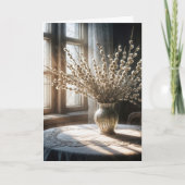 Verjaardag Spring Poesje Willow Bouquet Kaart (Voorkant)