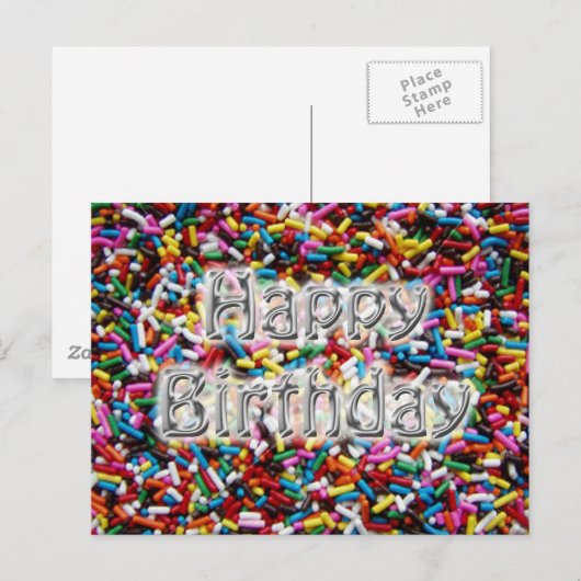 Verjaardag Sprinkles Briefkaart (Voorkant / Achterkant)