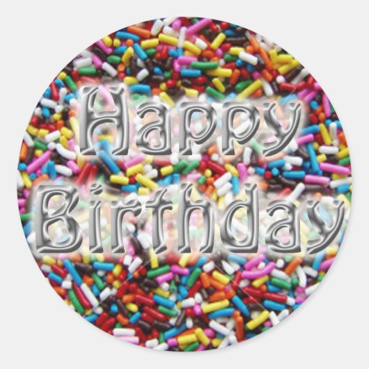 Verjaardag Sprinkles Ronde Sticker (Voorkant)