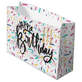 Verjaardag Sprinkles Snoep Pattern Groot Cadeauzakje (Voorkant Gekanteld)