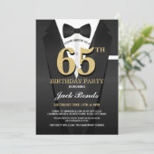 Verjaardag Spy Suit Zwart Stropdas ANY AGE Uitnodi Kaart (Staand voorkant)