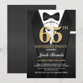 Verjaardag Spy Suit Zwart Stropdas ANY AGE Uitnodi Kaart (Voorkant / Achterkant)