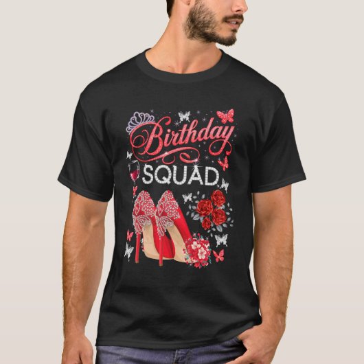 Verjaardag Squad Diva Squad Crown Hearts High Heel T-shirt (Voorkant)