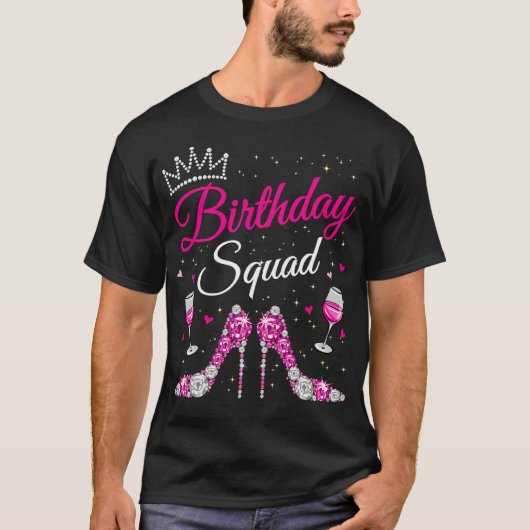 Verjaardag Squad Diva Squad Crown Hearts High Heel T-shirt (Voorkant)