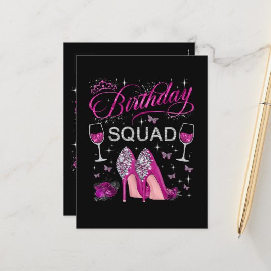 Verjaardag Squad Vlinders Feestdagenkaart (Voorkant / Achterkant in situ)