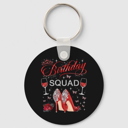 Verjaardag Squad Vlinders Hoge Hakken Diva Squad Sleutelhanger (Voorkant)