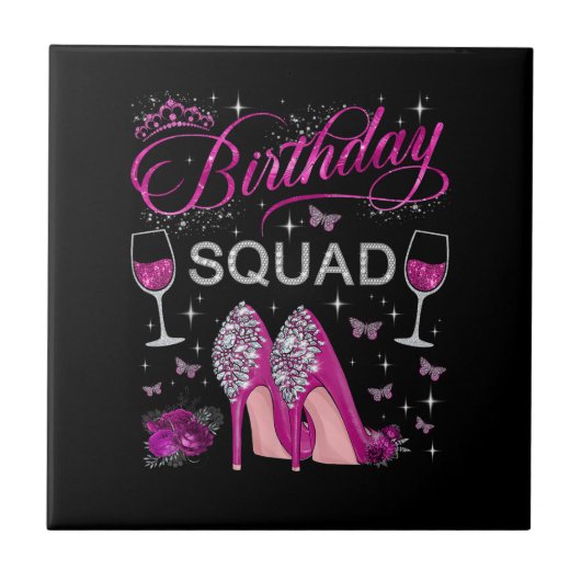 Verjaardag Squad Vlinders Tegeltje (Voorkant)