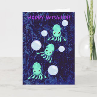 Verjaardag Squid Triplets & Bubbles Kaart