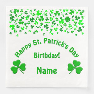 Verjaardag St. Patrick's Day Klavertjes Servet