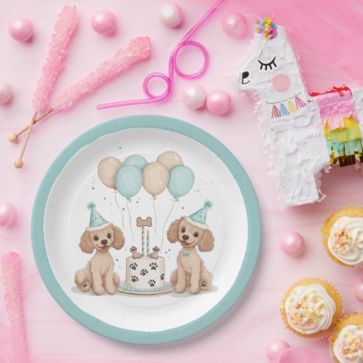 Verjaardag Standaard Poedel Honden Papieren Bordje (Feest)