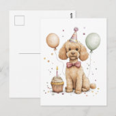 Verjaardag standaard Poodle hond Briefkaart (Voorkant / Achterkant)