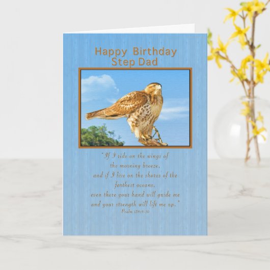 Verjaardag, Step Dad, Rough-legged Hawk Kaart (Gele Bloem)