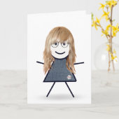 Verjaardag Stick Figuur Meisje voor Zuster Kaart (Gele Bloem)