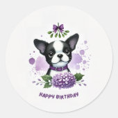 Verjaardag sticker Boston Terrier (Voorkant)