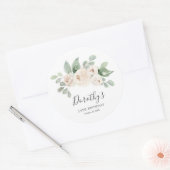 Verjaardag Sticker Custom 19th White Rose Floral (Envelop)