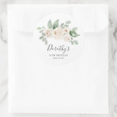 Verjaardag Sticker Custom 60th White Rose Floral (Tas)