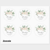 Verjaardag Sticker Custom 80th White Rose Floral (Vel)