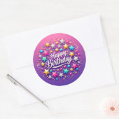 Verjaardag sticker - elegant paarse roze design (Envelop)