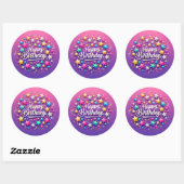 Verjaardag sticker - elegant paarse roze design (Vel)