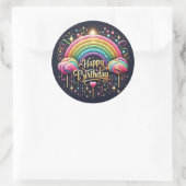 Verjaardag sticker-glitter regenboog ronde sticker (Tas)