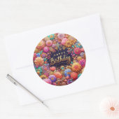Verjaardag sticker : Kleurrijke bloemen (Envelop)