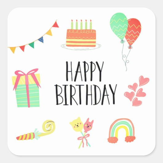 Verjaardag stickers of enveloppe zegels (Voorkant)