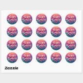 Verjaardag stickers - roze sprankelthema (Vel)