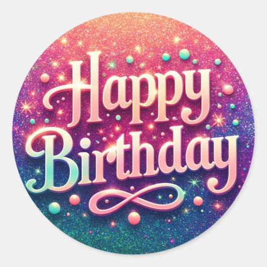 Verjaardag stickers - roze sprankelthema (Voorkant)