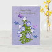 Verjaardag, stiefdochter, vlinders en bloemen kaart (Gele Bloem)