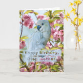 Verjaardag, stiefmoeder, witte papegaai in krabapp kaart (Gele Bloem)
