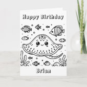 Verjaardag Stingray | Kleurplaat van kind Kaart (Voorkant)