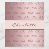 Verjaardag stoffig roos roze monogram patroonnaam wijn etiket (Enkel label)