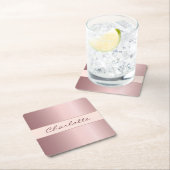 Verjaardag stoffig roos roze roségoud monogram kartonnen onderzetters (Insitu)
