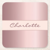 Verjaardag stoffig roos roze roségoud monogram kartonnen onderzetters (Voorkant)