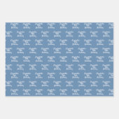 Verjaardag stoffige blauwe witte naam inpakpapier vel (Voorkant)