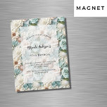 Verjaardag stoffige groene witte bloemenluxe magnetische uitnodiging<br><div class="desc">Stoffige groene en witte bloemen als achtergrond. Personaliseer en voeg een naam en feestdetails toe.</div>
