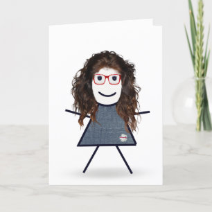 Verjaardag Stokfiguur Meisje voor Zus Kaart