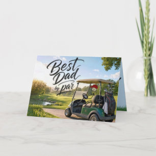 Verjaardag Stokfiguur Papa Golfer in een Golfkar Kaart