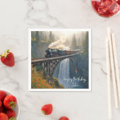 Verjaardag  stoomlocomotief op een schraag servet (Insitu)