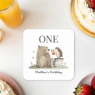 Verjaardag Storybook Woodland Animals Kartonnen Onderzetters