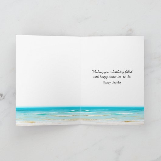 Verjaardag strand envelop met palmbomen kaart (Binnen)