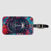 Verjaardag Strand feest Palmboom bladeren zonsonde Bagagelabel (Voorkant (horizontaal))