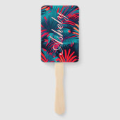 Verjaardag Strand feest Palmboom bladeren zonsonde Handwaaier (Achterkant)