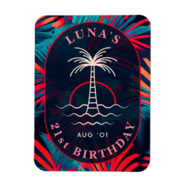 Verjaardag Strand feest Palmboom bladeren zonsonde Magneet