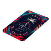 Verjaardag Strand feest Palmboom bladeren zonsonde Magneet (Linkerzijde)